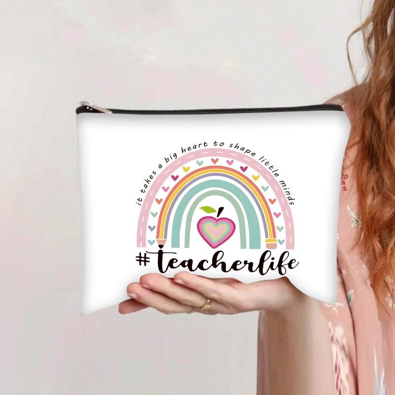 Bedruckte Reißverschluss-Kosmetiktasche Damen-Hand-Kulturbeutel Einfaches und modisches Leinwand-Federmäppchen Aufbewahrungstasche