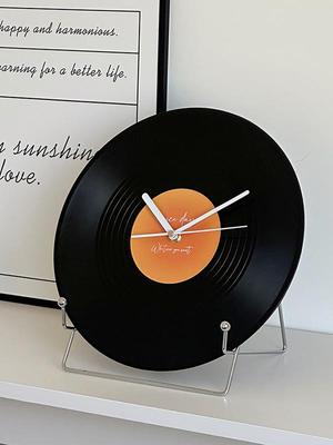 Creative Retro Vinyl Record Wall Clock for Living Room, Office, or Wine Cabinet Decoration
