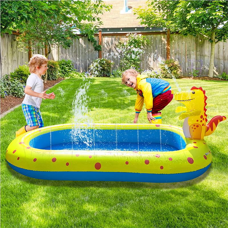 Cartoon Inflatable Dinosaur Fountain Outdoor Dolphin Watering Mat Children's Water Toys Frog Swimming Pool Shark Swimming Pool
