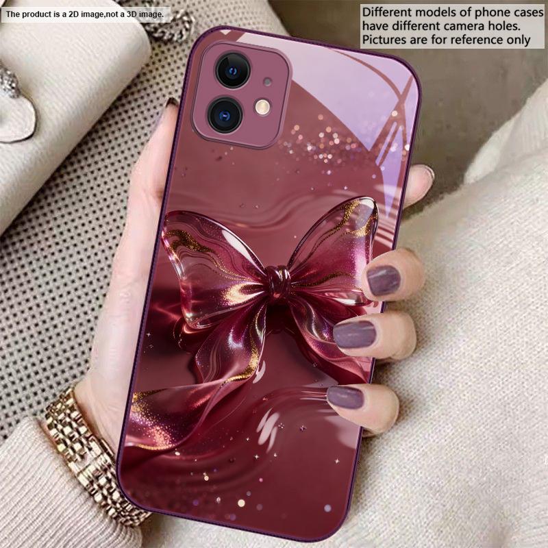 

Transparent crystal bow For iPhone 17 Air 16E 15 14 13 Plus 12 mini 17 Pro Max 11Pro XR X 16E 7 8 11 Tempered Glass Phone Case iPhone Air