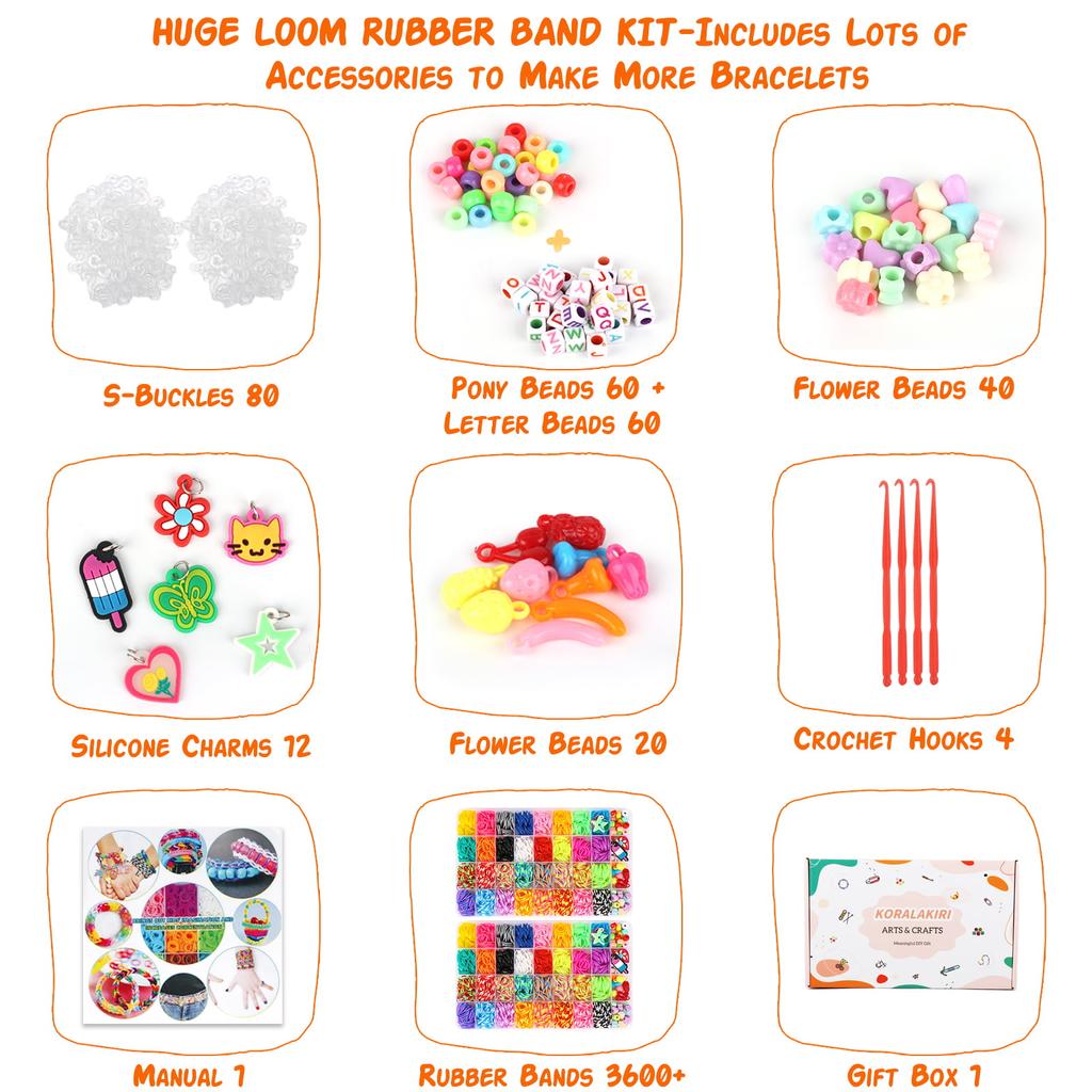 Creative Colorful Loom Bands Set Rainbow Bracelet Making Kit DIY Rubber Band Woven Bracelets Craft Toys For Girls Birthday Gifts