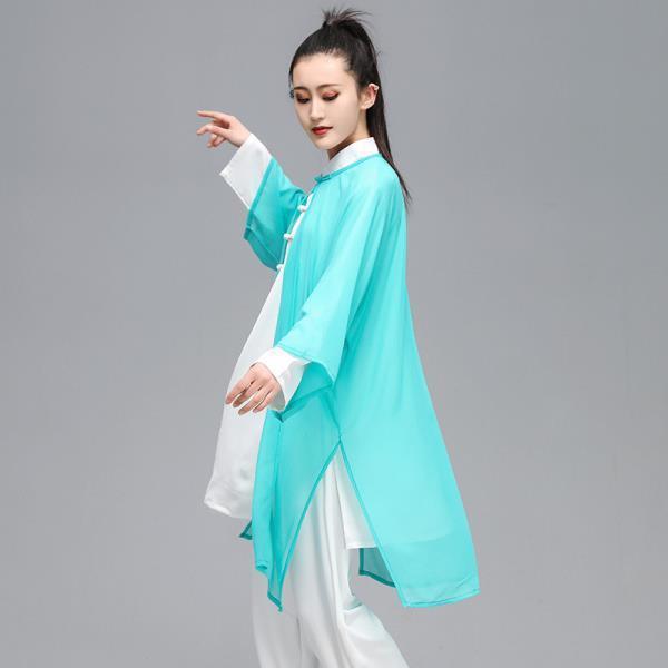 Ropa china de Tai Chi de alta calidad, mantillas de Kung Fu para mujeres y hombres, elegante capa de Wushu, capa de tul para actuaciones de danza.