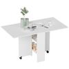 80-140 Cm Folding Dining Table for 4-6 People, Drop Leaf Table with 2-Tier Shelves, Rolling Casters, for Small Spaces, Kitchen, Flat, Dining Room