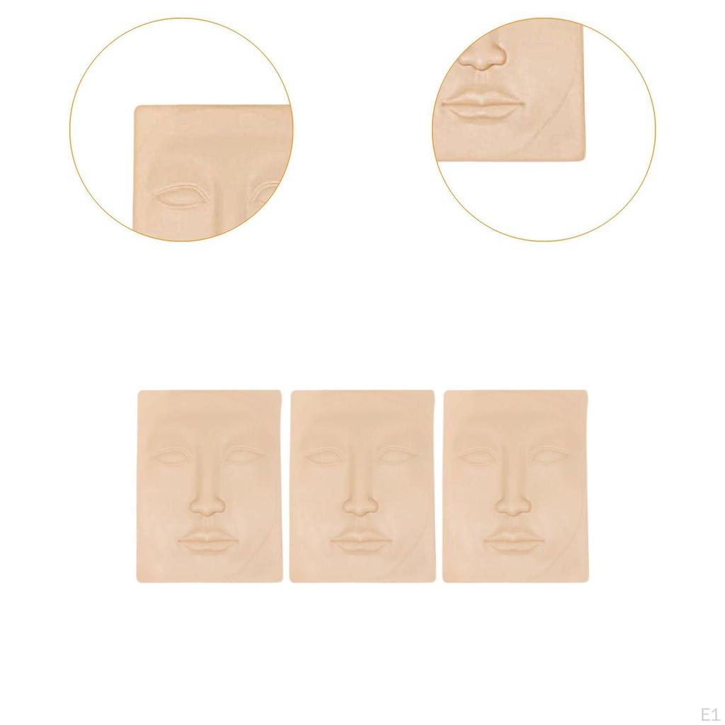 3x Makeup Practice Skin for Eyebrow Lip,Silicone Training Facial Microblading 3D