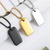 Geometric Square Dog Tag Pendant Necklace for Men Women Stainless Steel Jewelry Gift