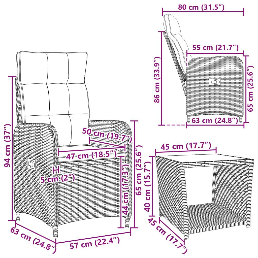 Garden Lounge Set 2 Pcs Black and Cream White