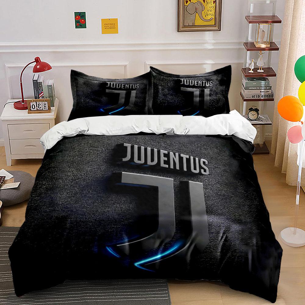 "Set Lenzuola Logo Juventus Nero" Set Copripiumino Lenzuola Copripiumino Federe (1 * Copripiumino 2 * Federe, senza piumino)