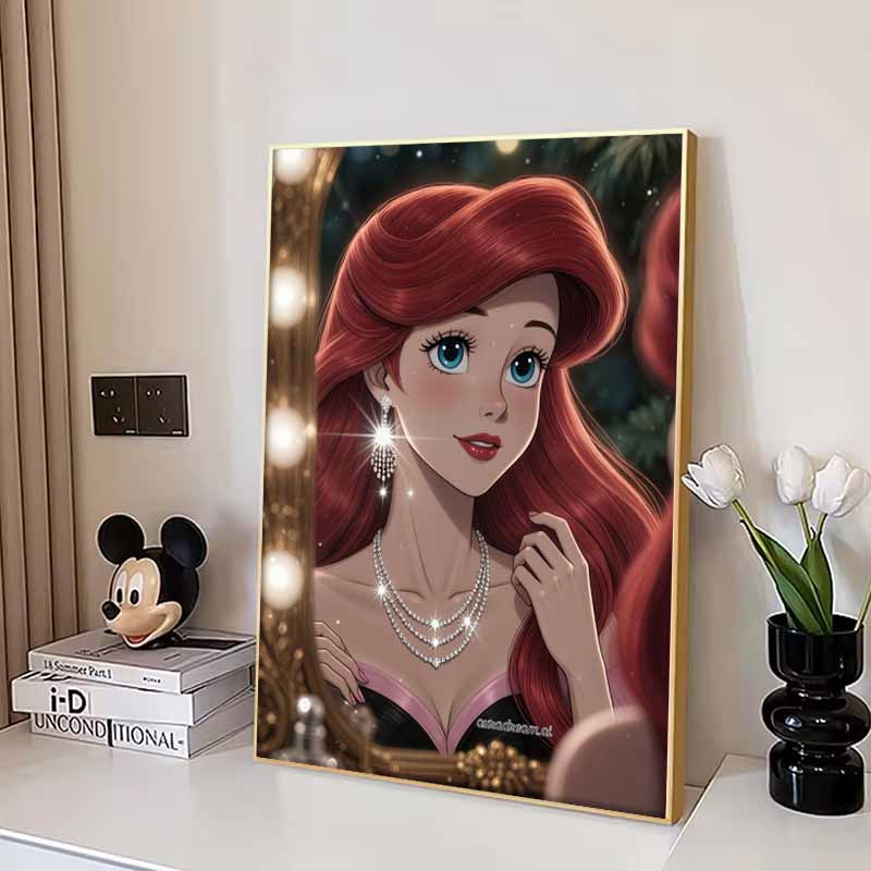 Disney 5D DIY Diamantmalerei Meerjungfrau Illustration Cartoon Voll Diamant Mosaik Diamantmalerei Kunst Wanddekoration Bastelset