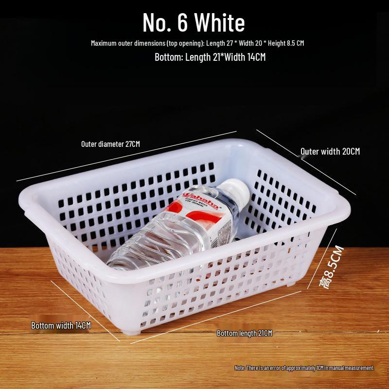 Large White Plastic Rectangular Kitchen Basket for Draining, Washing, and Storage
