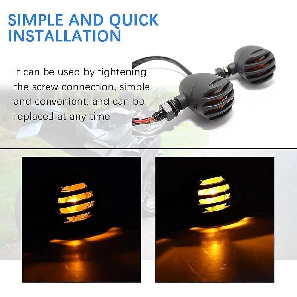 DREAMIZER Universal Motorcycle Turn Signals Light Bullet Black Driving Indicator Lights Brake Lamp for Motor Bikes and ATV - Amber Light