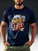 Men's "What's Up?" Graffiti Print T-Shirt - Casual Short Sleeve Summer Tee with Text