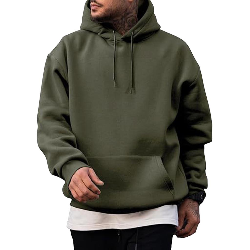 Sudadera con capucha forrada para hombre, ajuste holgado, talla grande, informal, sin botones