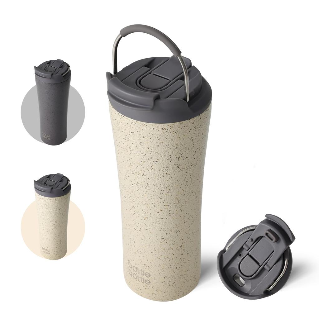 BOTTLE BOTTLE Water Vacuum Direct with with Easy to Cream Clay Bottle, 530ml, Insulated, Drinking, Straw, Portable, Handle, Stylish, Outdoor, Coffee,