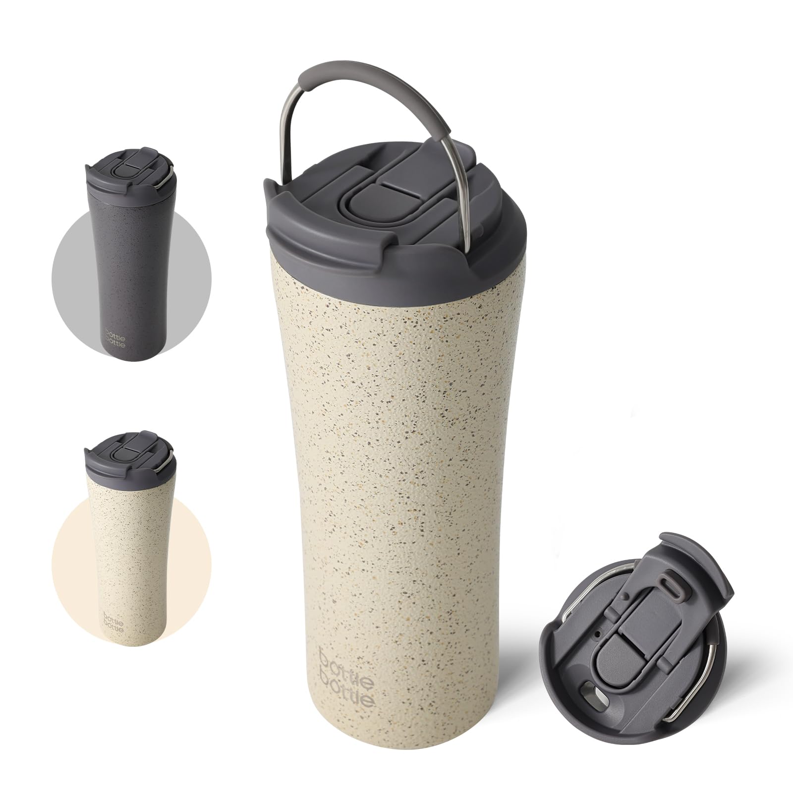 

BOTTLE BOTTLE Water Vacuum Direct with with Easy to Cream Clay Bottle, 530ml, Insulated, Drinking, Straw, Portable, Handle, Stylish, Outdoor, Coffee,