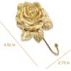 Gold Decorative Wall Hook Set Rose Flora Cute Hooks Vintage Brass Whimsical Flower Hooks for Towel Coat Hat Key Bag Scarf Robe Bathroom and Room