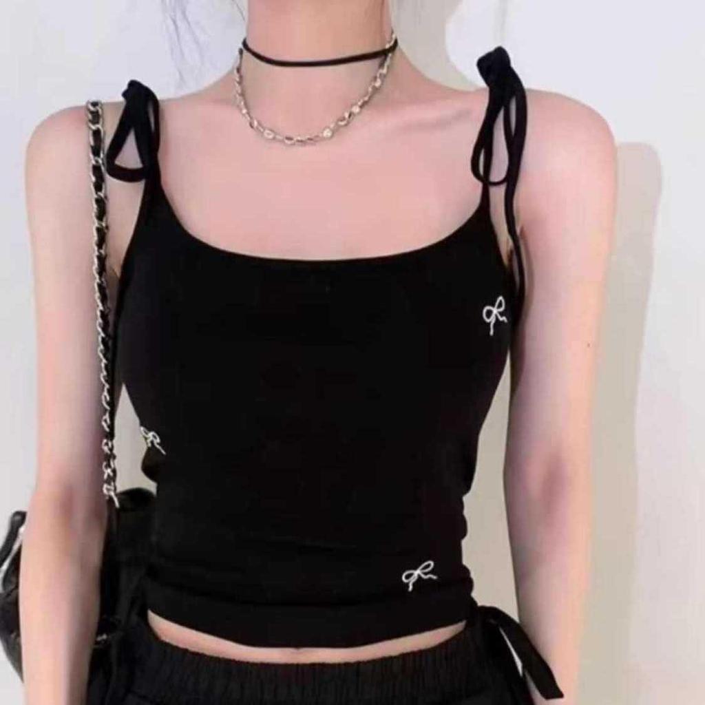 Dopamine Girl Summer 2024 Black Slimming Bow Camisole