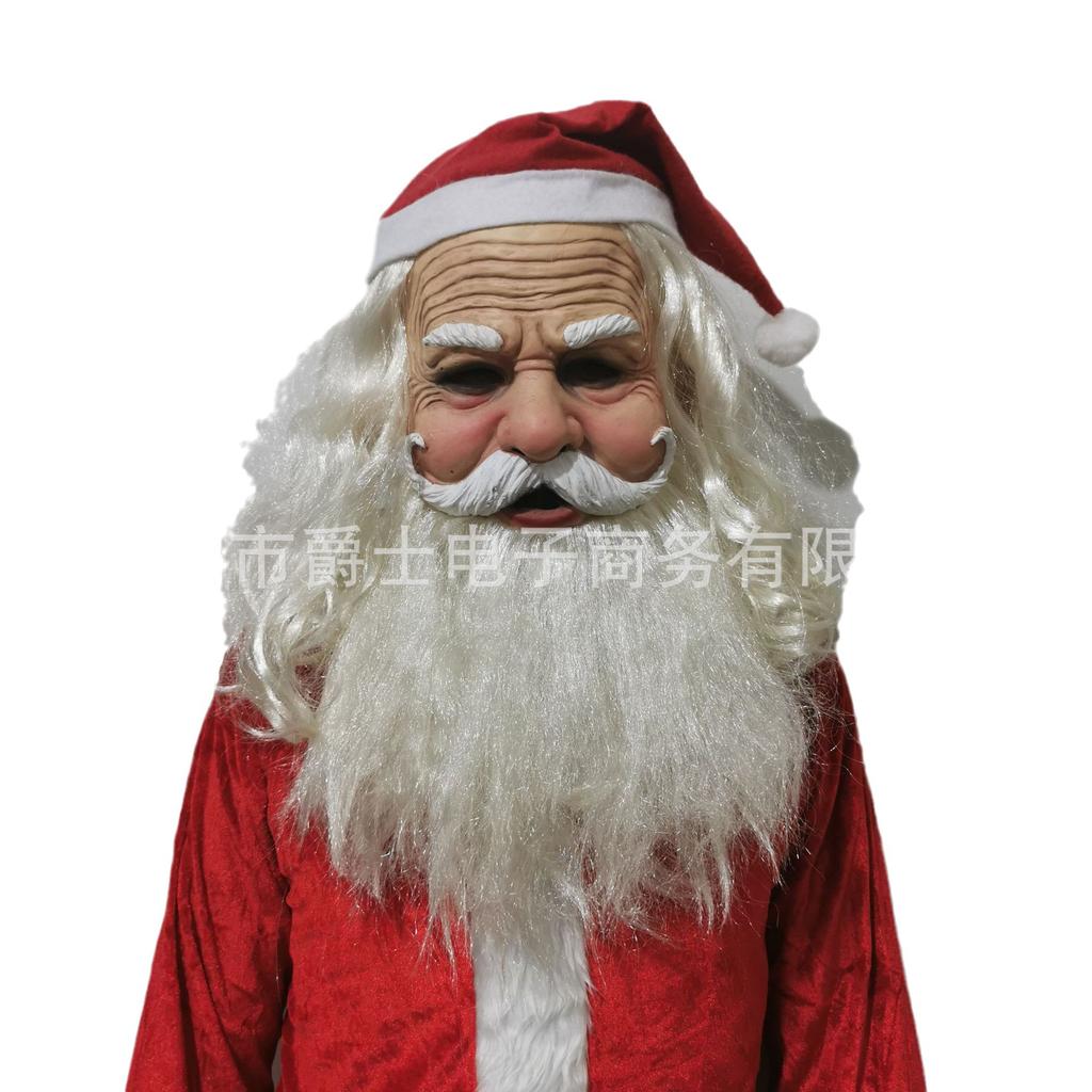 Santa Claus headgear, Christmas hat, white beard, old man mask, white-haired wizard costume for parties