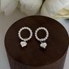 Design Glossy Love Small Bead Earrings Ins Cold Wind Fashion Hollow Circle Heart Shaped Hyunya Wind Earrings