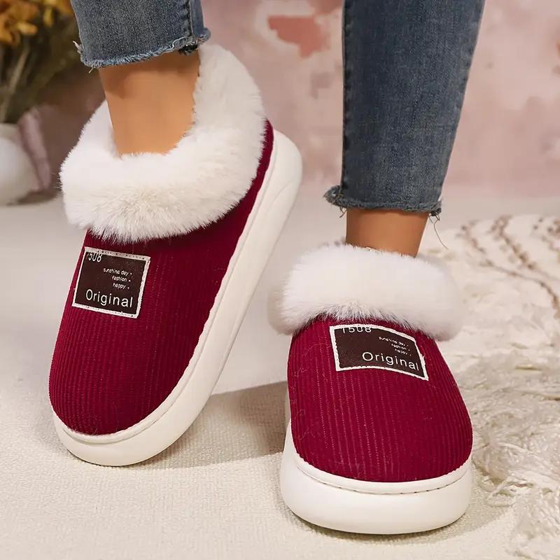 Women's Winter Slippers with Plush Faux Fur Lining - Non-Slip EVA Sole Indoor/Outdoor House Shoes, Slipon Shoes,Boots