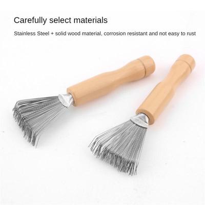 1pc Hair Brush Cleaner Mini Dirt Remover Home Travel Salon Rake with Metal Wire Portable Comb Brush Wooden Handle Cleaning Tools