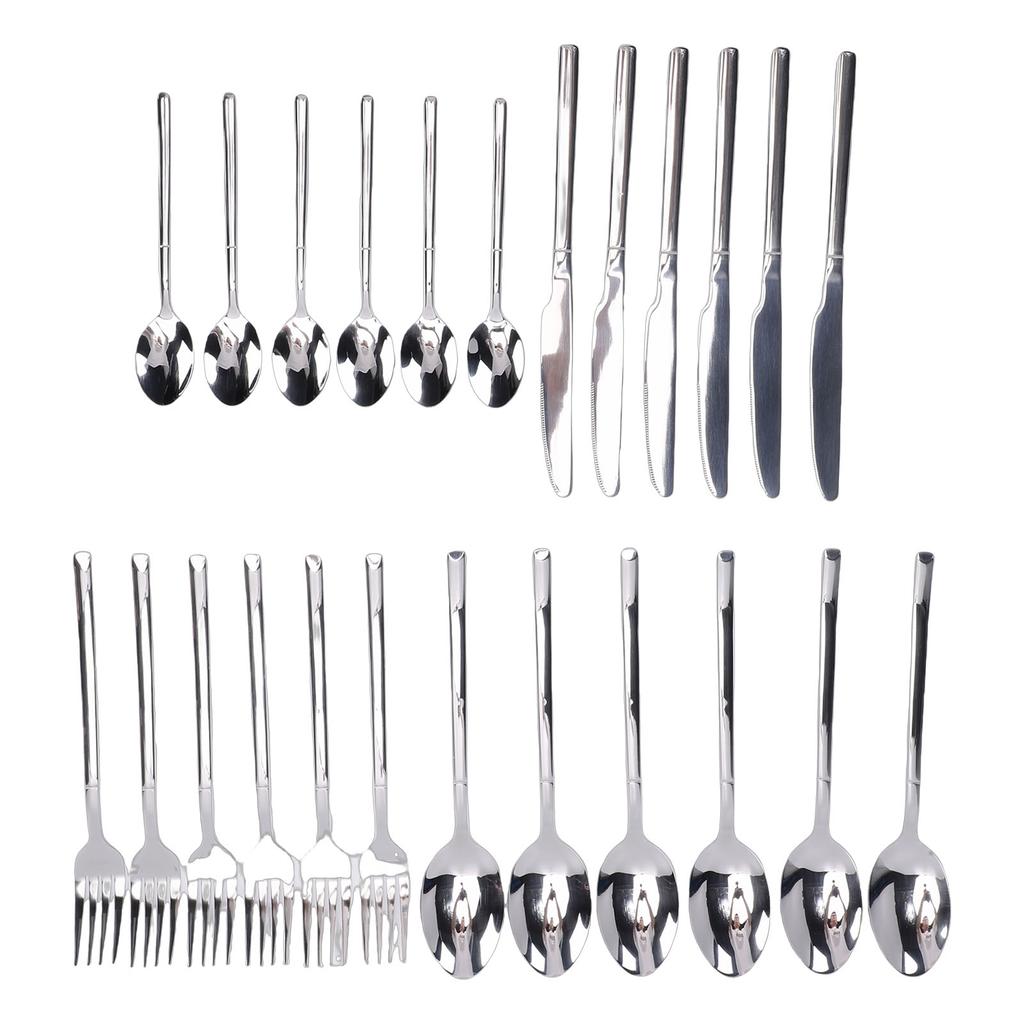 Silverware Set Stainless Steel Mirror Polished Spoons Forks Cutlery Utensil Set for Home Kitchen Dishwasher Safe Silver