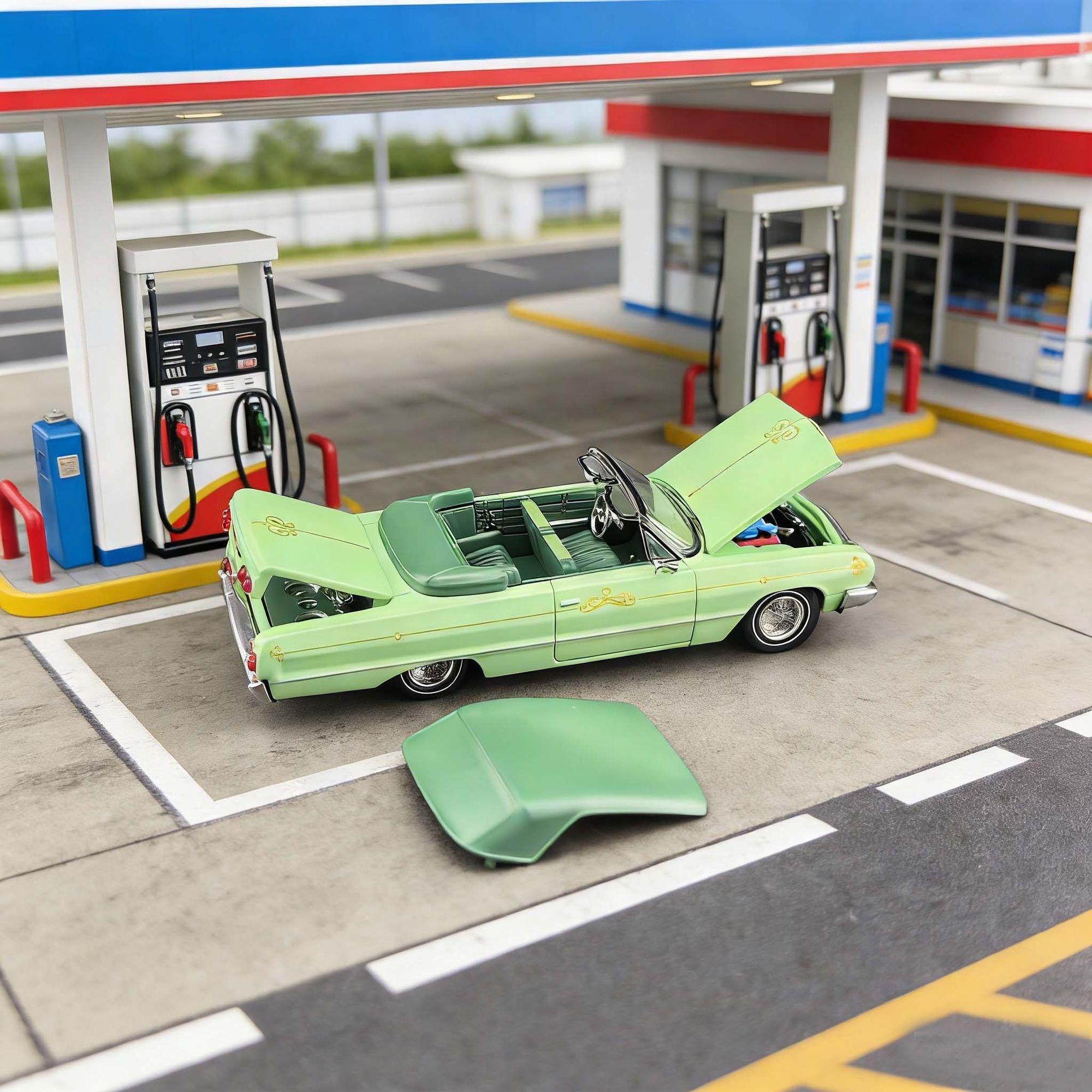 

in stock Fine Works 1:64 Impala Lowrider Pink / Green / Black Diecast Model Car impala West Coast Jump Car Open Top Alloy