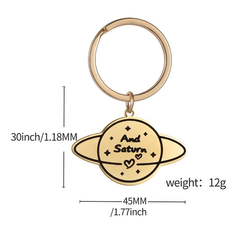 Planet Moon Stainless Steel Couple Keychain Romantic Universe Design Fashion Pendant Practical Valentine's Day Gift