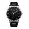 [BUREI] Men's Simple Stylish Brand Popular Ultra Thin Lightweight Analog Watch Business Waterproof Quartz Men's Arm Watch Silver-Black