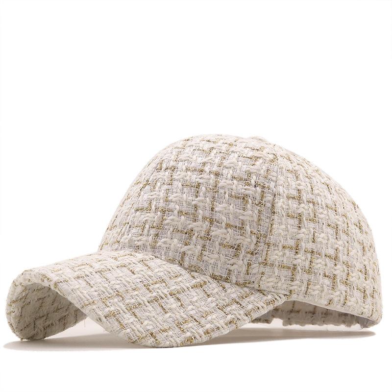 New outdoor trendy gold thread baseball cap men and women small fragrant wind cap plaid gold hat