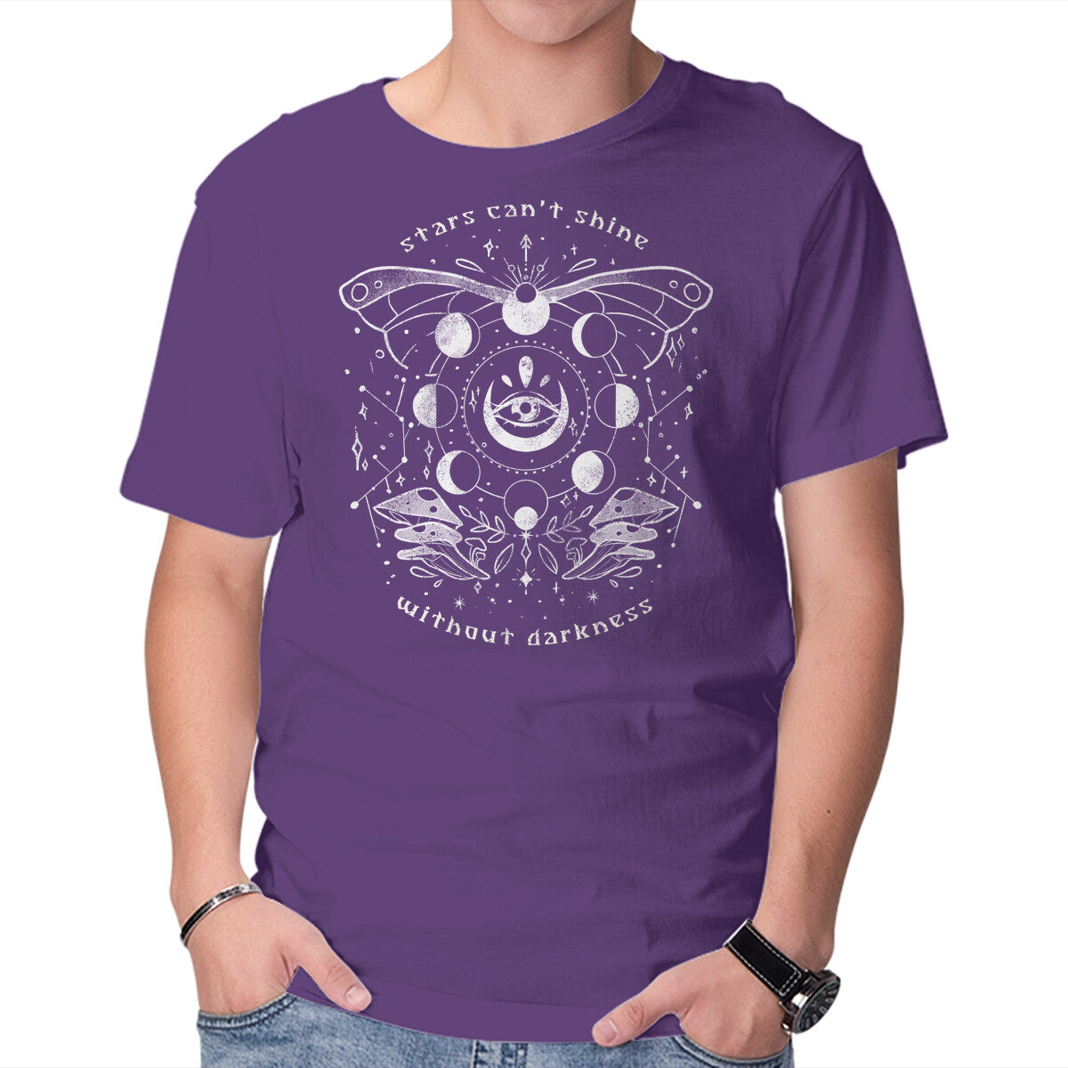 Unisex Crew Neck T-Shirt Stars Can t Shine Without Darkness Graphic Short Sleeve Casual Tee XL