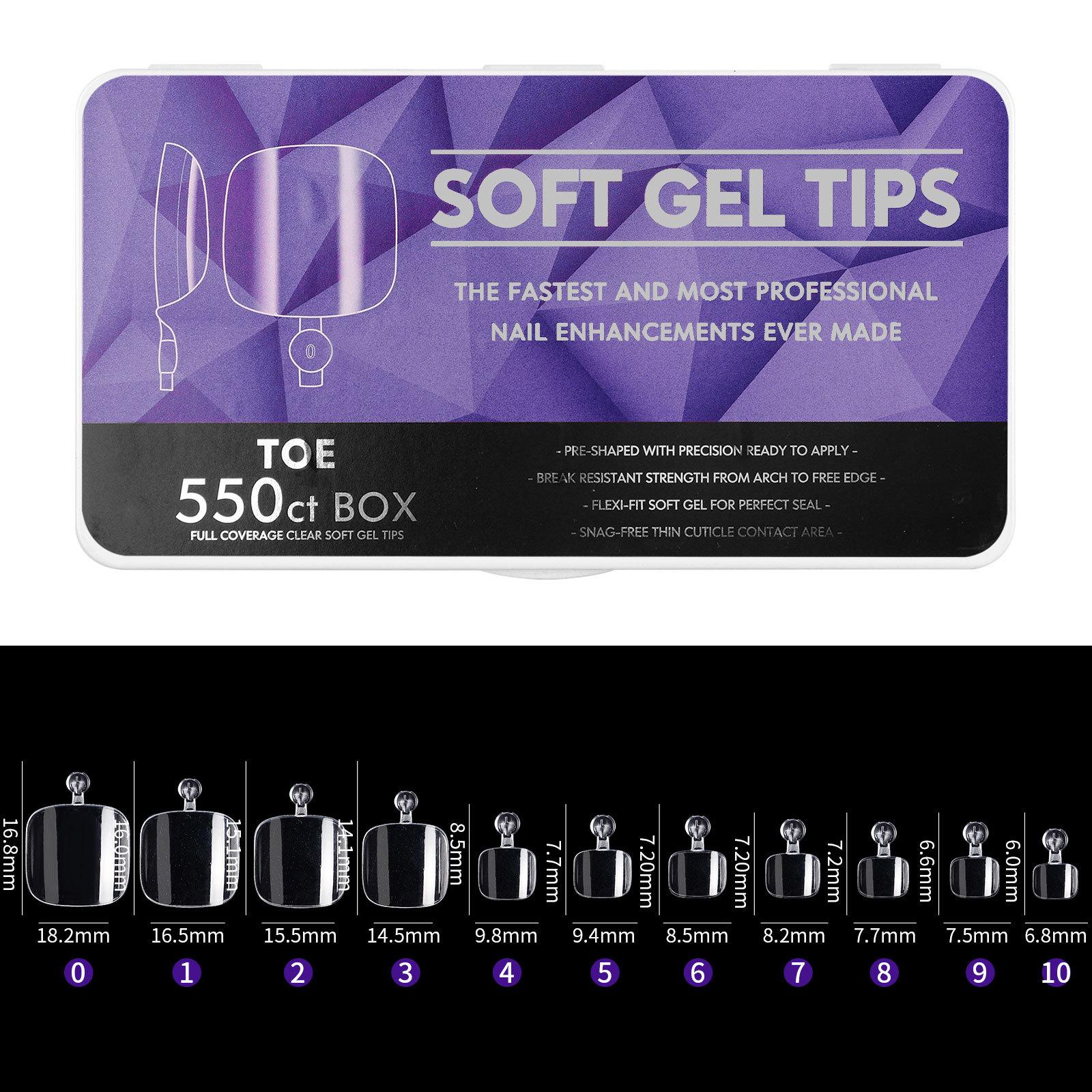 

550pcs Coffin Almond Soft Gel Nail Tips False Half Cover Press On Acrylic Nails 11Sizes Fake Nails DIY Manicure Extension Tools