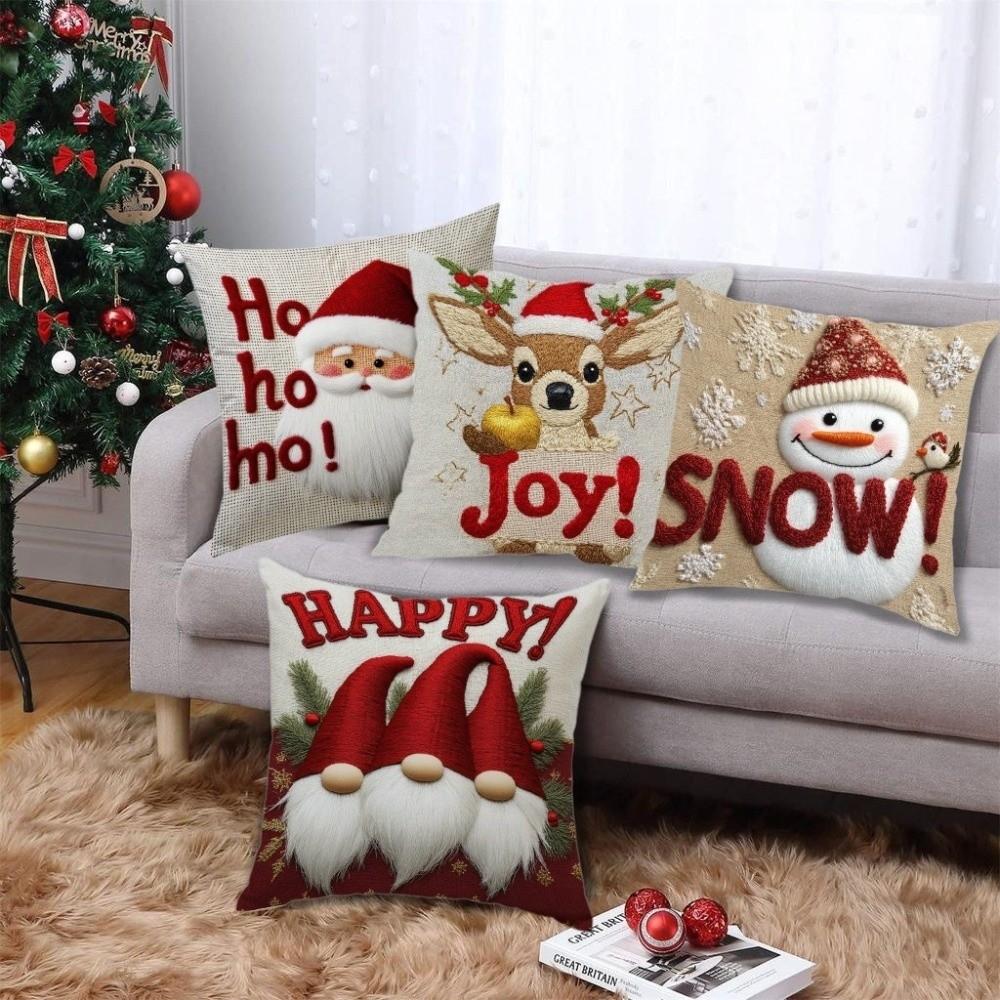 Soft Christmas Pillow Covers 2D Printed Xmas Pillowslip Xmas Throw Cushion Case Car