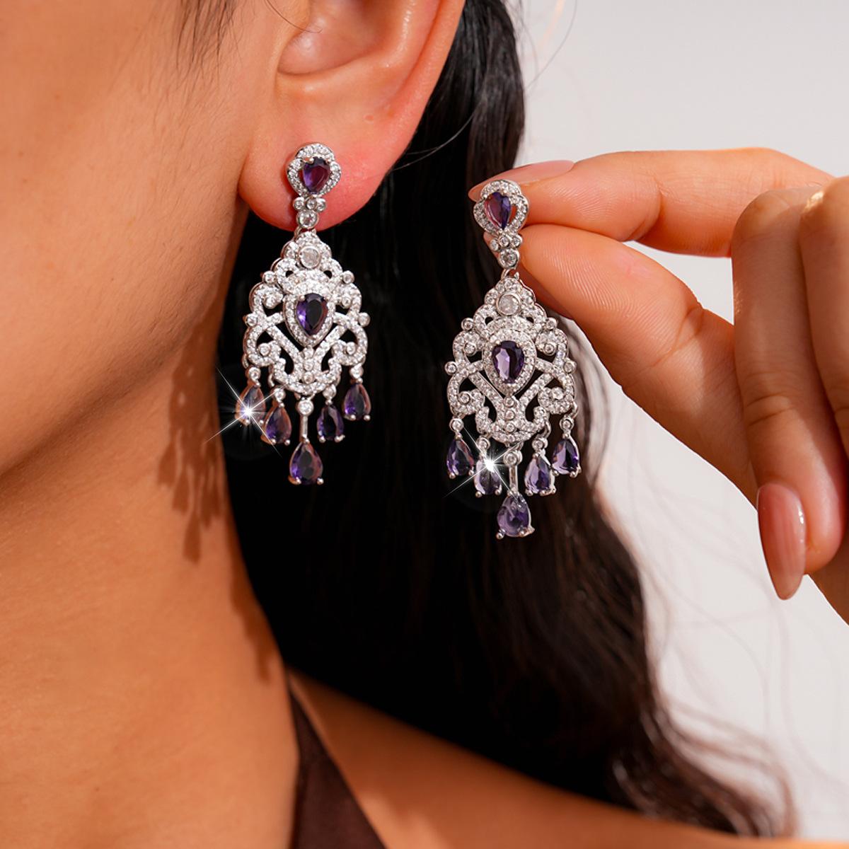 

2 шт. Модные висячие серьги для женских украшений фиолетовый
