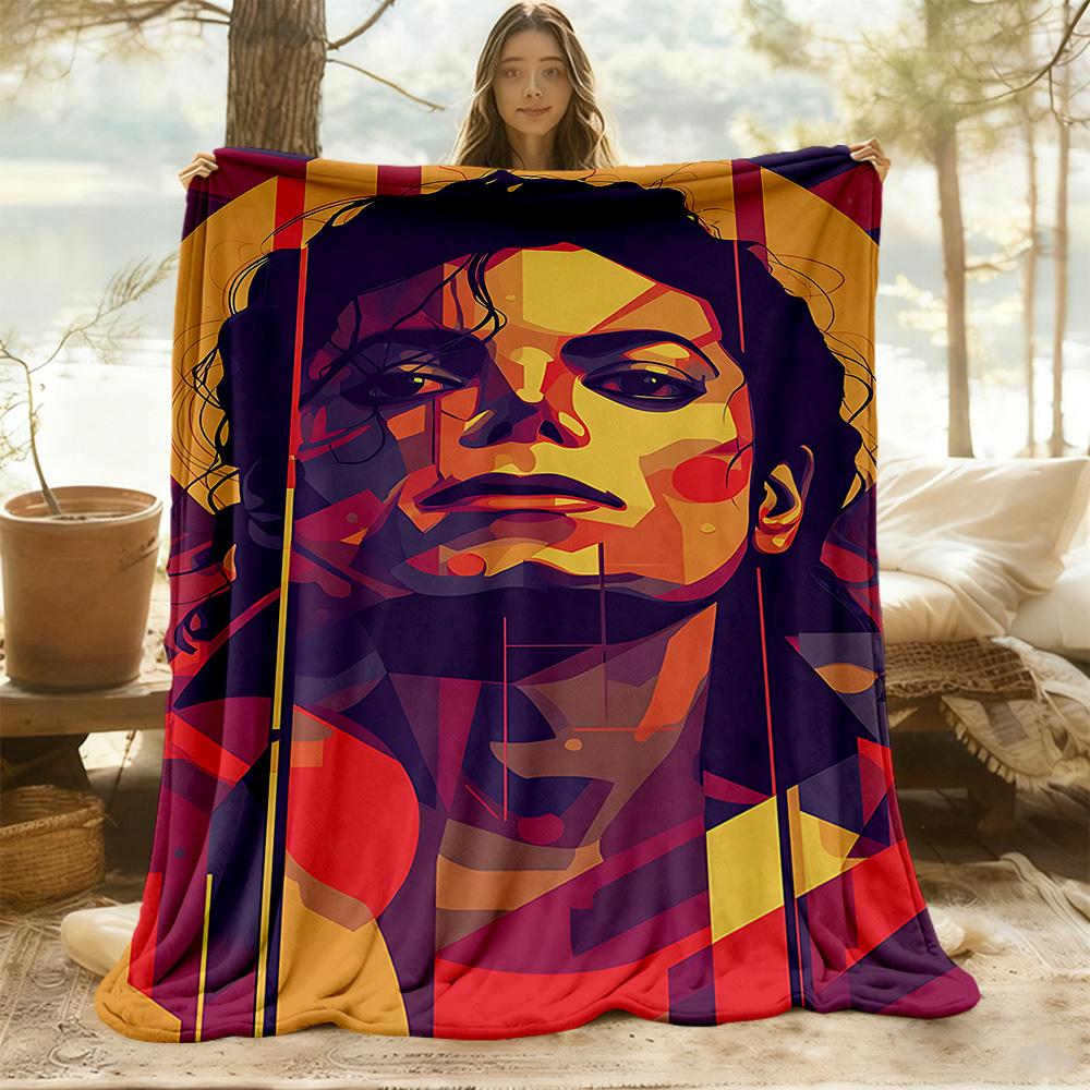 1PC Michael Jackson Outdoor Blanket Lightweight Flannel, Soft & Warm, All-Season Use for Sofa, Outdoor, Camping, Living Room, Office12