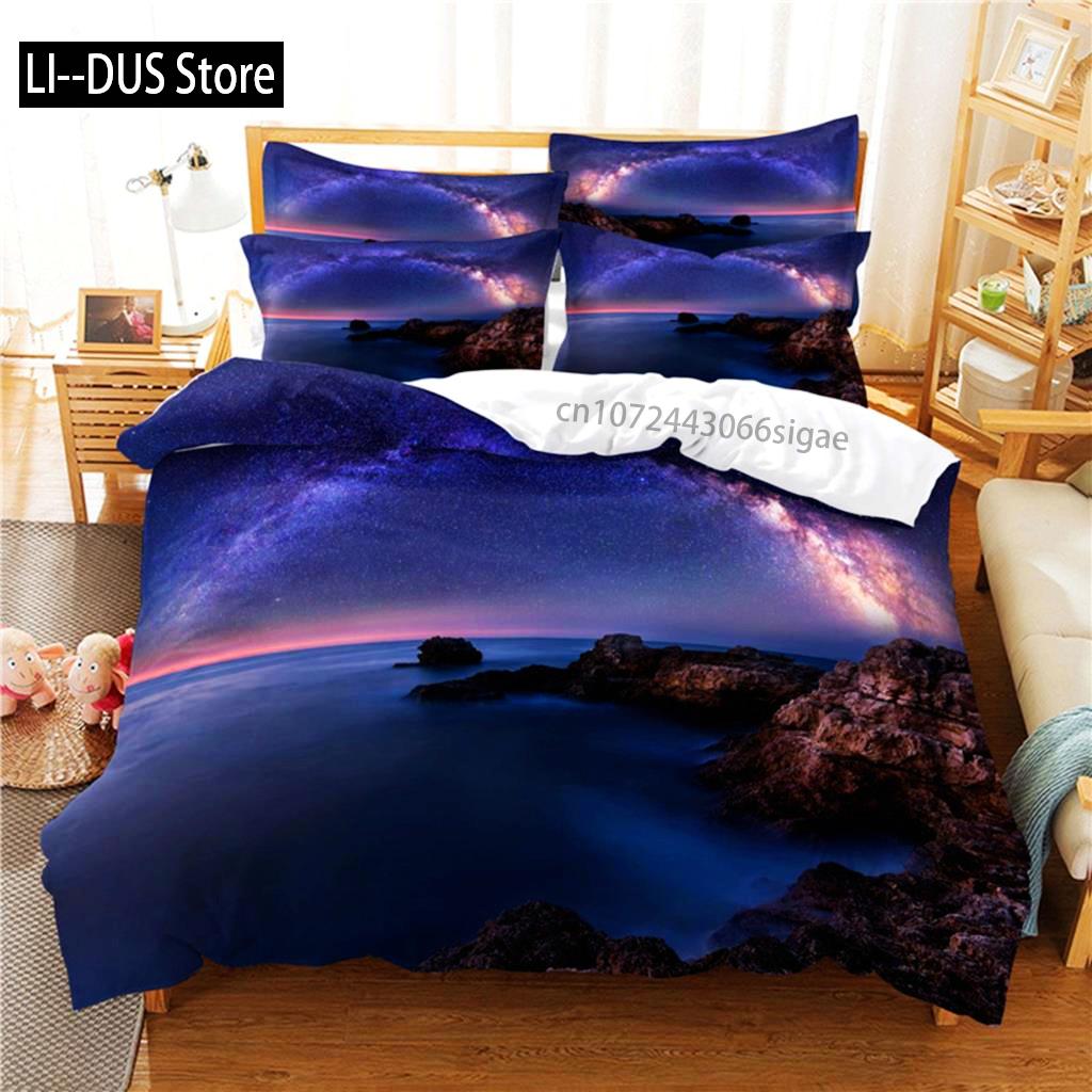 

Starry Night Bedding Set Duvet Cover Set 3d Bedding Digital Printing Queen Size Bedding Set Fashion Design EU Single(135*200cm)3pcs