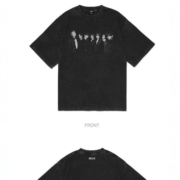 2026 BTS kehrt mit demselben bedruckten gewaschenen T-Shirt zum regulären 5-Album ARIRANG Japan Flashmob zurück L gray
