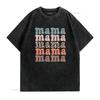 Vintage Retro Leopard Print Mama Stacked Text Casual T Shirt Vintage Washed Breathable Soft Slightly Streetwear