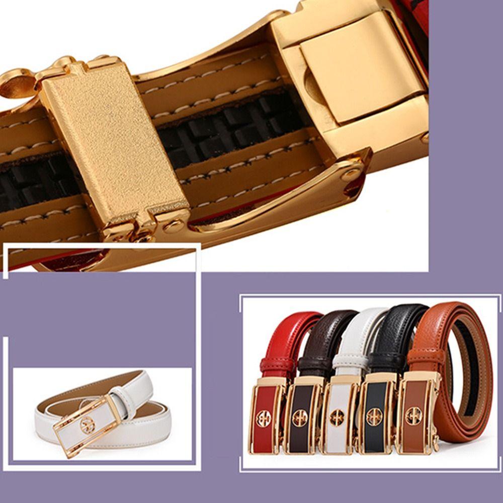 Designer Vintage Ladies Dress Belts Genuine Leather Belt Automatic Buckle Waistband Pants Bands