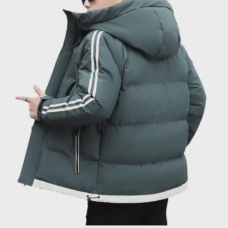 Men's Winter Hooded Cotton-Padded Jacket - Thick, Warm, and Casual Velvet Design.