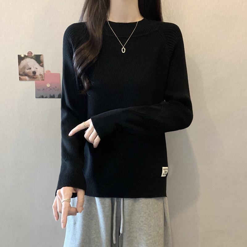 

Plus Size Women s Stylish Half-High Collar Knitwear: Thickened, Loose, Slimming Base Layer for Spring and Autumn 2XL for 140-160 jin чорний