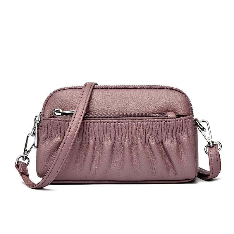 Modische Single-Shoulder Crossbody Clutch Weiches Leder Plissiert Retro Wolke Mama Tasche