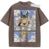 Unisex Washed Beige Vintage Tshirt Dragon Ball Cell Gohan Super Saiyan Highquality Fabric for Home Leisure Travel Shopping
