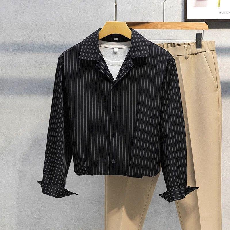 Fashion Turn-down Collar Simple Comfortable Versatile Selling Summer Hot Selling Men's Clothing Comfortable Stripe Long Sleeve
