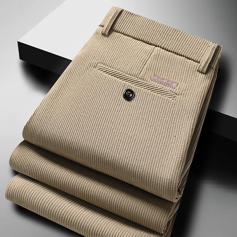 Mens Business Casual Pants Corduroy Suit Pants Autunn Formal Dress Pants Brown Navy Khaki 29-42 29 легкие хаки