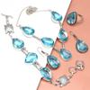 Topaz Blue London Jewelry Set  Gemstone Necklace Gift Sterling