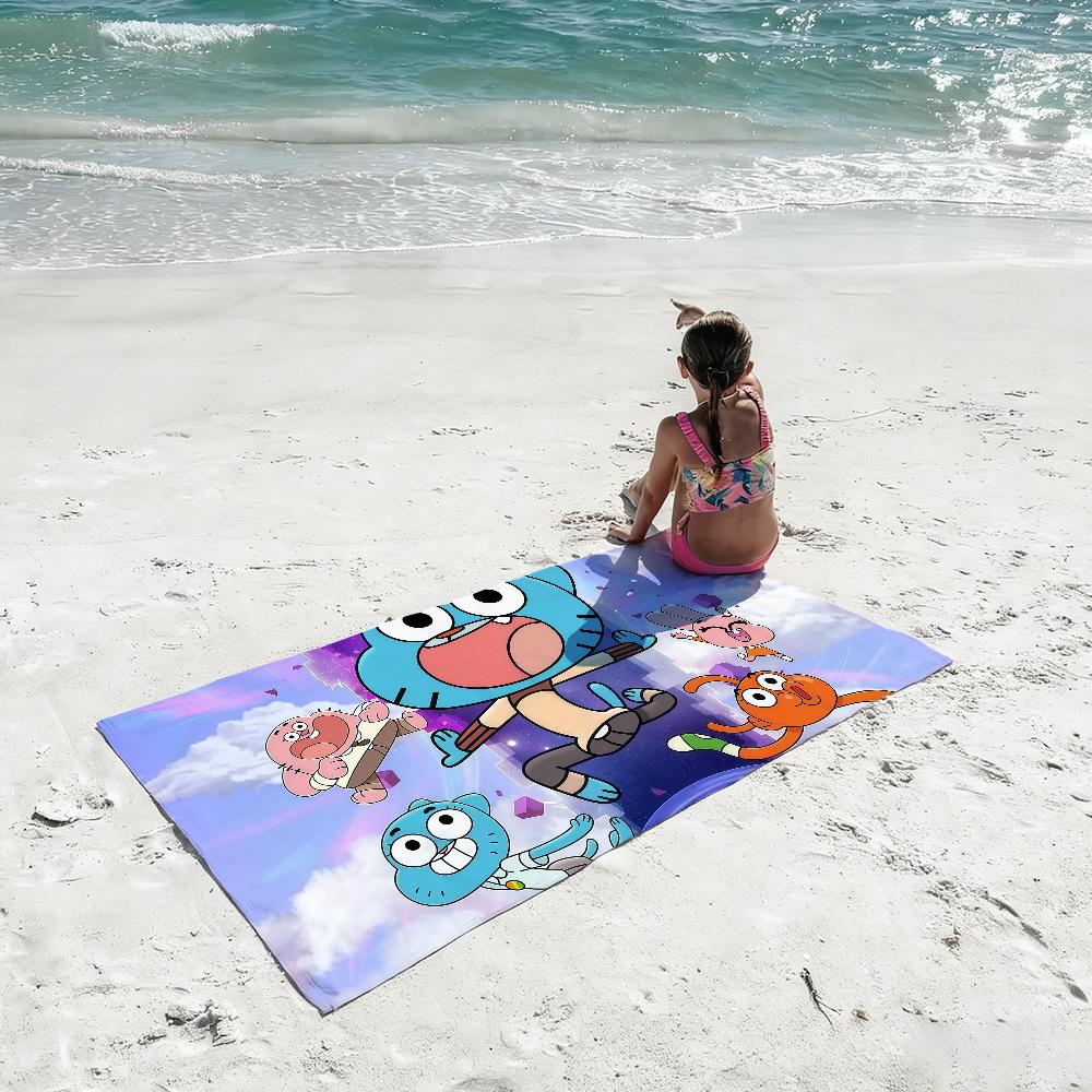 Cartoon W-World Of G-GumballS Handtuch Schnelltrocknend Strandhandtücher Sind Geeignet Für Schwimmbäder Camping Yoga Und Das Fitnessstudio