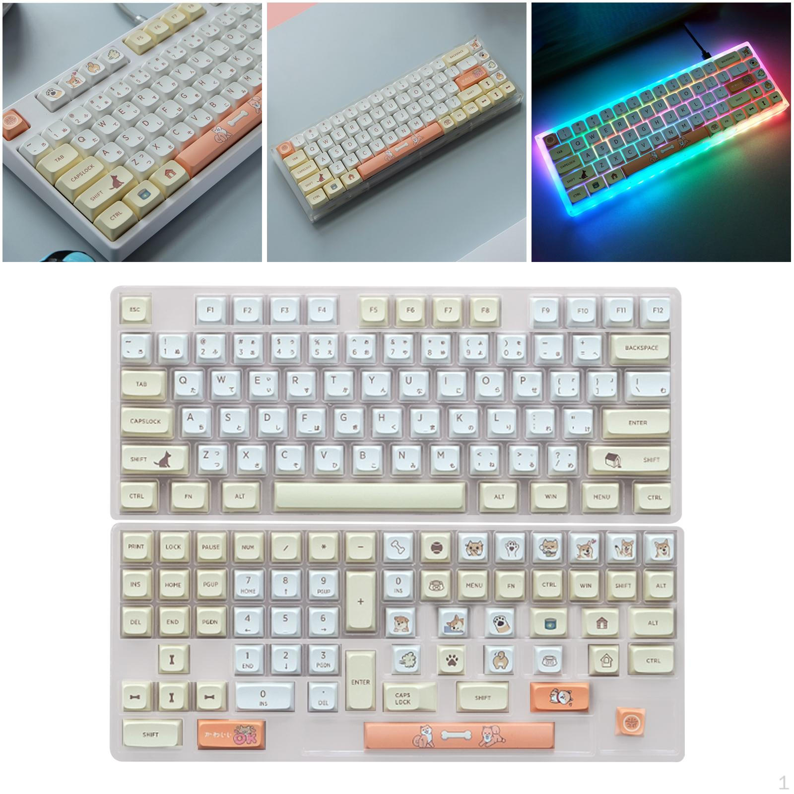 

13 -Layer with Puller, Cute White PBT -Sublimation Mechanical Keyboard ,for 61/68/84 Keys Layout English Font