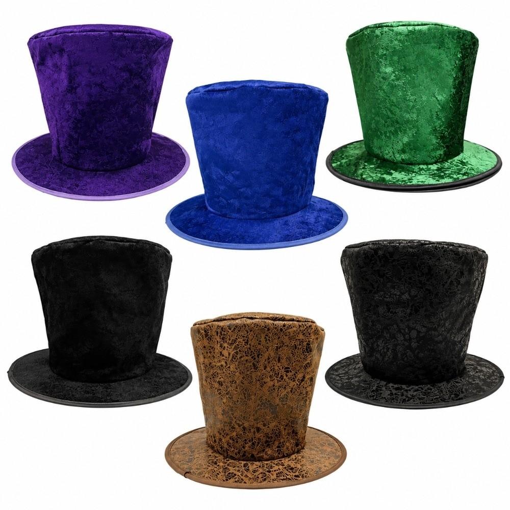 Extra Tall Flat Top Magician Hat Soft Stage Performance Hat  Party Festival Headpiece