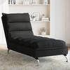 VidaXL Chaise Longue with Cushions Black Fabric, Long Sofa Chair, Bedroom Chaise Lounge, Long Sofa Chair 379470