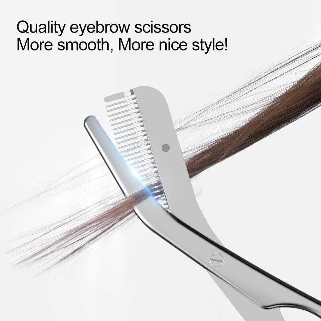 1 ks nerezových nůžek na obočí s hřebínkem na obočí, kosmetických nůžek, nože na úpravu obočí, nástroje na odstraňování chloupků, holicího strojku